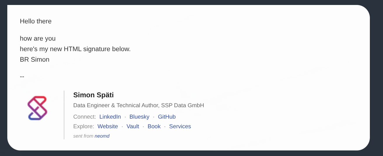 HTML signature example